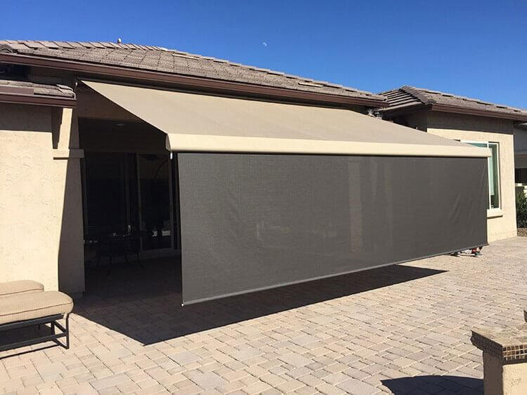 retractable awning with shades