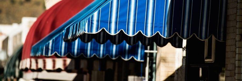 series of colorful types of awnings