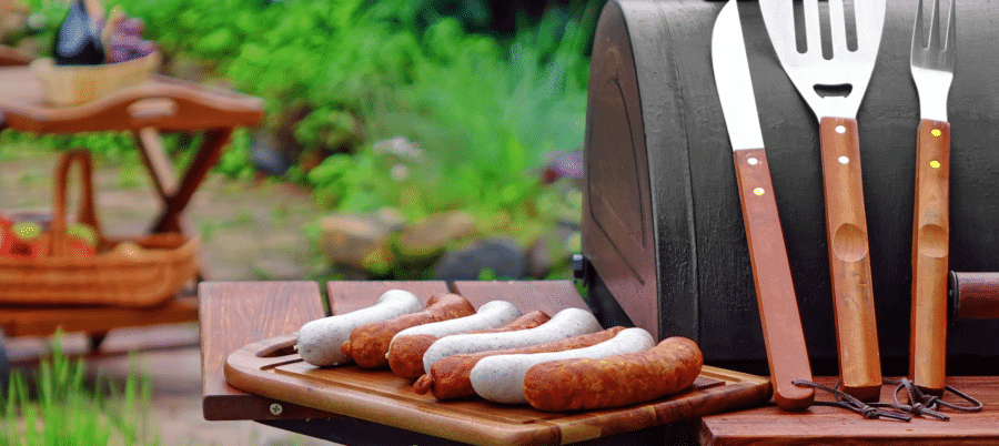 Grilling outdoors on patio