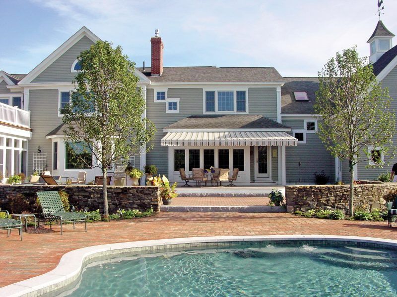 striped patio awning