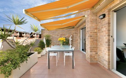 Home with porch awning in Texas